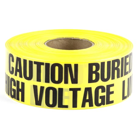 Dottie Underground Warning Tape, Caution Buried High Voltage Line Below, Yellow, Polyethylene UT11D